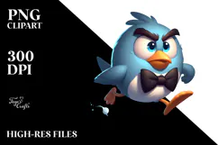 Silly Cartoon Bird with Bow Tie PNG Product Image 2