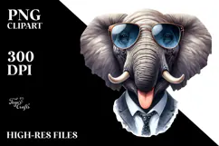 Funny Elephant Portrait, Transparent PNG Product Image 2