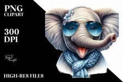 Funny Elephant Sunglasses Tongue Clipart Product Image 3