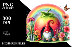 Colorful Gnome House Rainbow Clipart Product Image 2