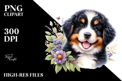 Watercolor Baby Bernese Mountain Dog, Happy Dog PNG Product Image 2