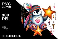 Boho Penguin on Star, PNG Product Image 2