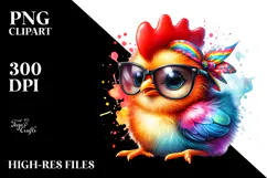Cute Baby Rooster with Sunglasses PNG Product Image 2