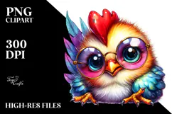 Cute Baby Rooster with Sunglasses PNG Product Image 2