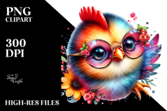 Cute Baby Rooster with Sunglasses PNG Product Image 2