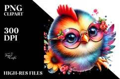 Cute Baby Rooster with Sunglasses PNG Product Image 2