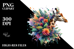 Vibrant Watercolor Giraffe, Abstract Frame Product Image 2