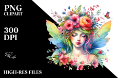 Fairy with Floral Wreath, Vibrant Watercolor Product Image 2