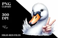 Funny Swan Victory Sign Clipart Product Image 1