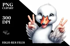 Funny Swan Victory Sign Clipart Product Image 1