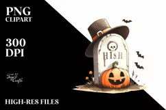 Funny Tombstone Halloween Clipart PNG Product Image 3