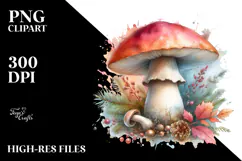Pastel Mushroom Watercolor Splash PNG Product Image 2