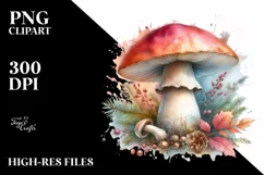 Pastel Mushroom Watercolor Splash PNG Product Image 1