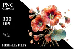 Nasturtium with Watercolor Splash PNG Product Image 2