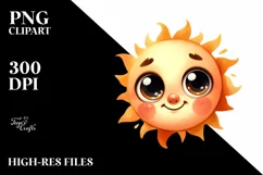 Watercolor Expressive Sun with Big Eyes PNG Product Image 1
