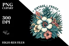 Vintage Tropical Flower Surf Sticker | Clipart Product Image 1