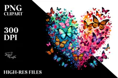 Butterfly Heart Digital Painting PNG Product Image 2