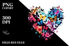 Butterfly Heart Digital Painting PNG Product Image 2