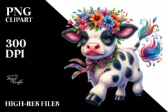 Goofy Baby Cow Running PNG Product Image 1