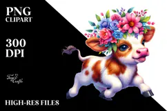 Goofy Baby Cow Running PNG Product Image 2