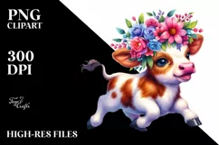 Goofy Baby Cow Running PNG Product Image 1