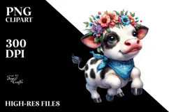 Goofy Baby Cow Running PNG Product Image 2