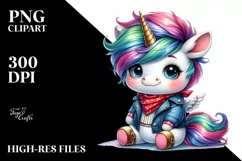 Happy Baby Unicorn Sitting PNG Product Image 1
