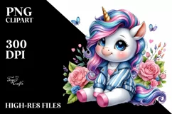 Happy Baby Unicorn Sitting PNG Product Image 3