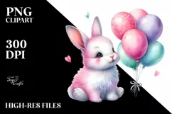 Sitting Balloons Baby Rabbit PNG Product Image 2