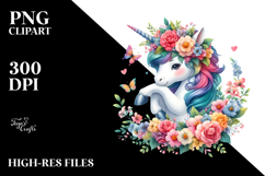 Playful Baby Unicorn with Floral Wreath Product Image 2