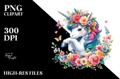 Playful Baby Unicorn with Floral Wreath Product Image 2