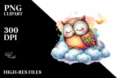 Colorful Cute Owl Sleeping, Transparent PNG Product Image 3