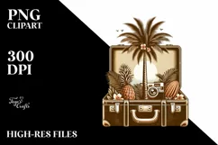 Vintage Tropical Suitcase Clipart for Tshirt Vector Style Product Image 3