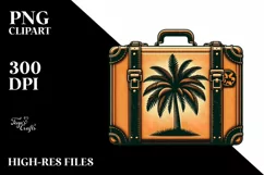 Vintage Tropical Suitcase Clipart for Tshirt Vector Style Product Image 1