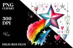 Colorful Hearts Star PNG Product Image 2