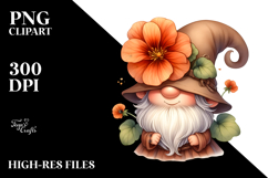 Cute Gnome with Nasturtium Hat PNG Product Image 2