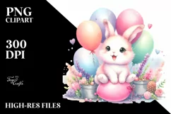 Sitting Balloons Baby Rabbit PNG Product Image 2
