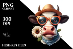 Funny Cow with Sunglasses PNG Product Image 2