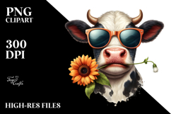 Funny Cow with Sunglasses PNG Product Image 2