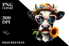 Funny Cow with Sunglasses PNG Product Image 2