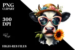 Funny Cow with Sunglasses PNG Product Image 2