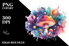Magical Mushroom Watercolor Clipart Product Image 1