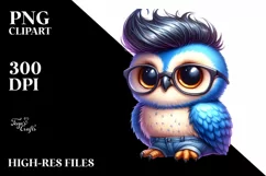 Cute Happy Running Owl with Cool Haircut, High-Res PNG Product Image 1