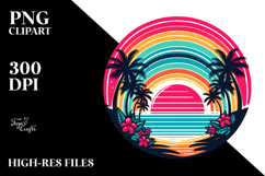 Retro Tropical Rainbow Sunset, 20 oz Tumbler PNG Product Image 2