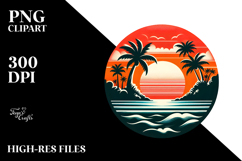 Retro Tropical Island Sunset PNG Product Image 2