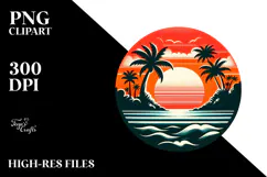 Retro Tropical Island Sunset PNG Product Image 2