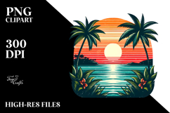 Retro Tropical Island Sunset PNG Product Image 2