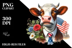 Contempt Highland Cow with Flower Clipart Product Image 1