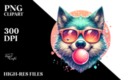 Happy Werewolf with Bubble Gum PNG Product Image 2