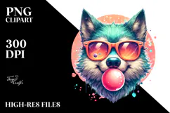 Happy Werewolf with Bubble Gum PNG Product Image 2